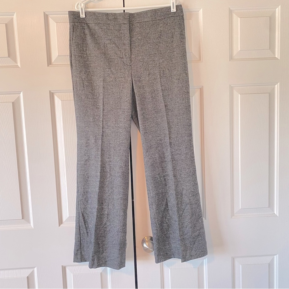 NWT Ann Taylor Gray Check Flare Leg Trousers, 14T